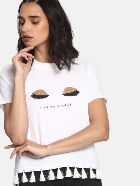 

Kook N Keech Women White Printed Round Neck T-shirt