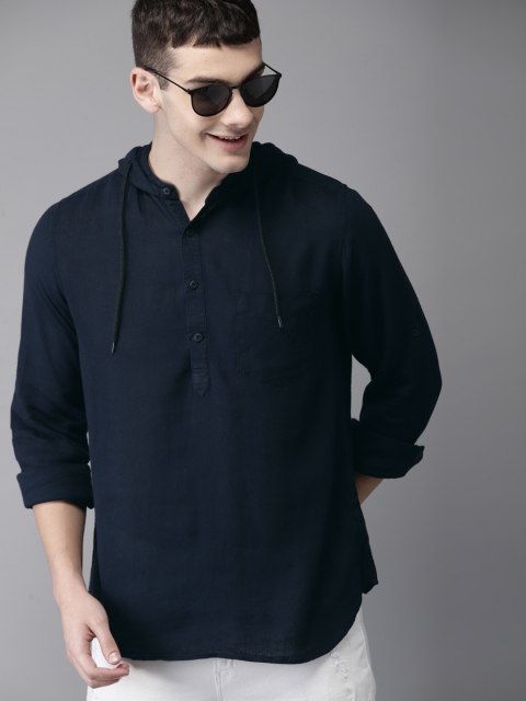 

HERE&NOW Men Navy Blue Regular Fit Solid Casual Shirt