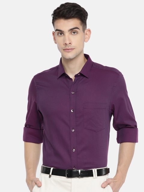

John Players Men Purple Slim Fit Self Design Formal Shirt
