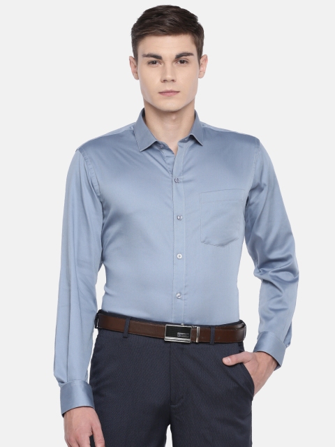 

John Players Men Blue Slim Fit Solid Formal Shirt