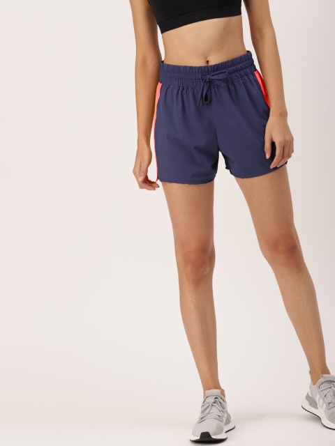 

DressBerry Women Navy Blue & Pink Solid Sports Shorts