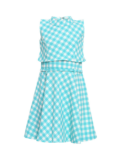 

Aarika Girls Blue Checked Fit and Flare Dress