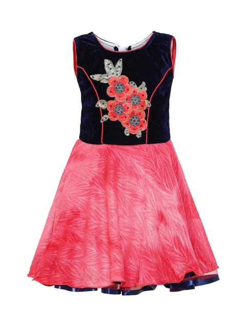 

Aarika Girls Red Colourblocked Fit and Flare Dress