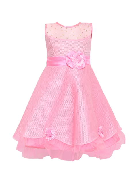 

Aarika Girls Pink Self Design Fit and Flare Dress