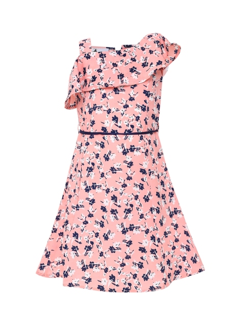 

Aarika Girls Peach-Coloured Printed Fit and Flare Dress
