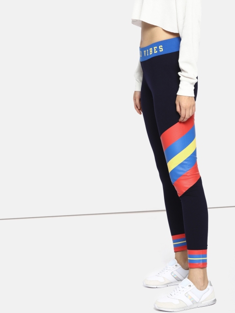 

Kook N Keech Women Navy Blue & Peach-Coloured Striped Track Pant