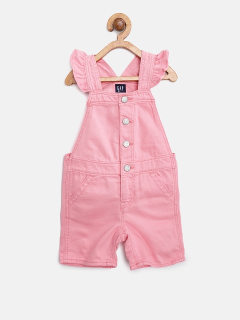 

GAP Baby Girl Pink Ruffle Short Overalls