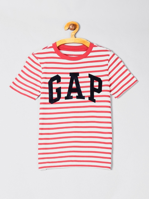 

GAP Boys Red & White Striped Round Neck T-shirt