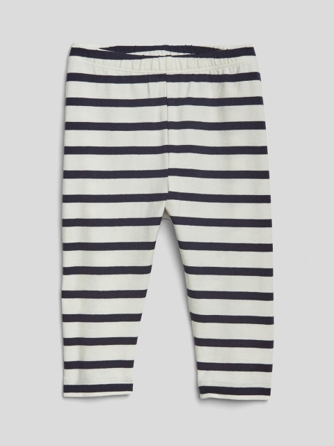 

GAP Girls Off-White & Navy Blue Stripe Leggings