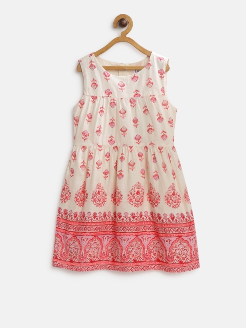 

GAP Girl Print Ruffle Trapeze Dress, Off white