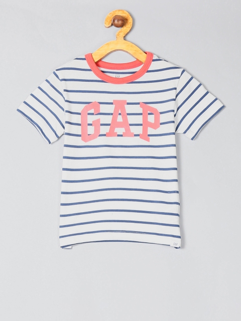 

GAP Boys Blue Striped Round Neck T-shirt