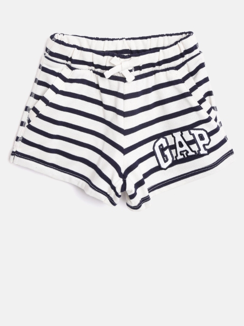 

GAP Girls Logo Stripe Tumble Shorts in Stretch Jersey, Off white