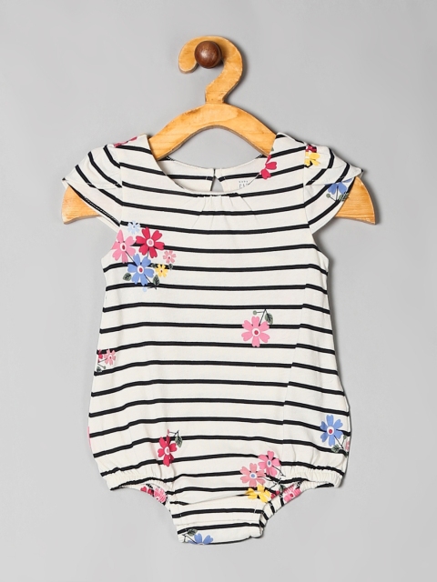 

GAP Kids Girls White & Navy Blue Stripe Romper