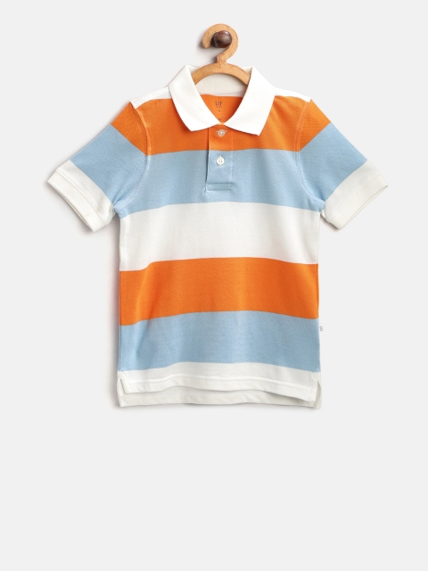 

GAP Boy Stripe Short Sleeve Polo Shirt, White