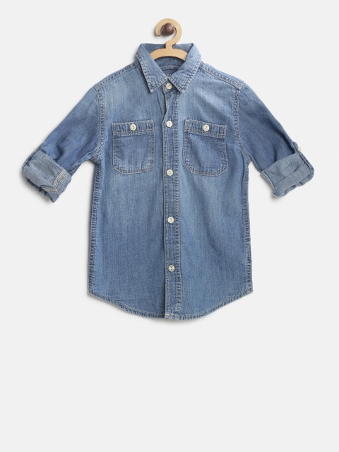 

GAP Boy Denim Convertible Long Sleeve Shirt, Blue