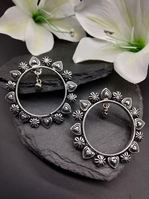 

Fida Silver-Toned Circular Chakra Drop Earrings