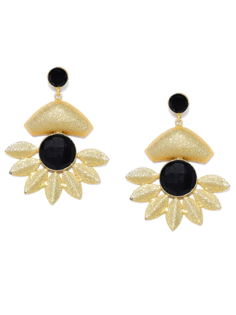 

Fida Black & Gold-Toned Floral Holy Flower Drop Earring