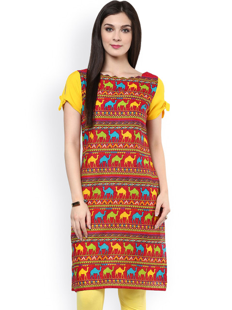 

Pannkh Orange Printed Kurta