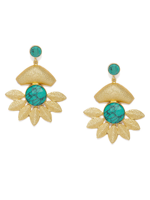 

Fida Gold-Toned & Blue Holy Flower Floral Drop Earrings
