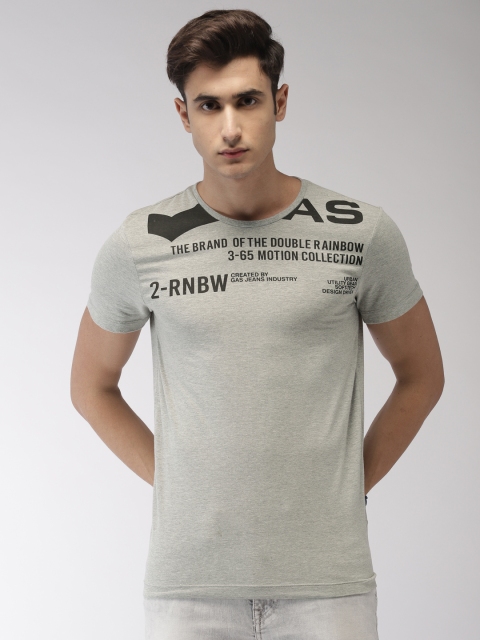 

GAS Men Grey Printed Round Neck T-shirt