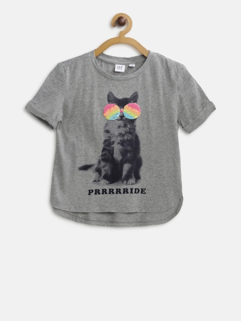 

GAP Girl Graphic Short Sleeve T-shirt, Grey melange