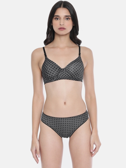 

Lady Love Women Black & White Polka Dot Lingerie Set LLSET5062