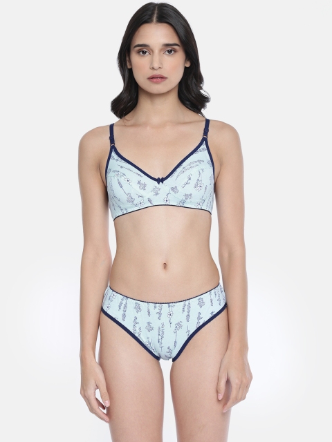 

Lady Love Women Blue Printed Lingerie Set LLSET5072