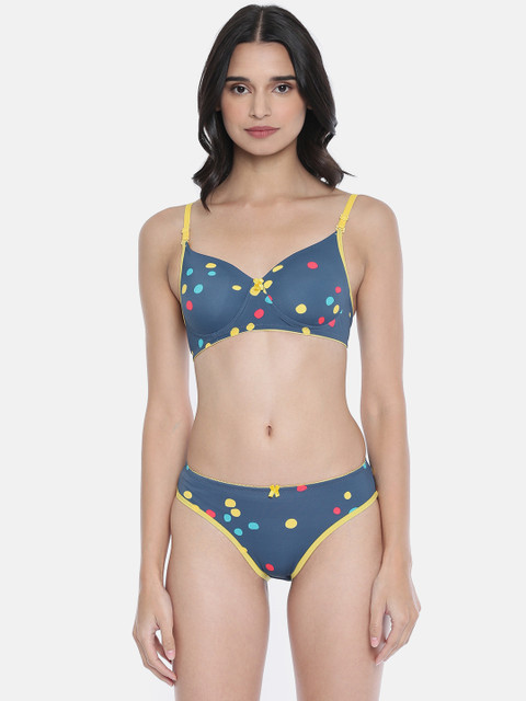 

Lady Love Women Blue Polka Dot Lingerie Set LLSET5055