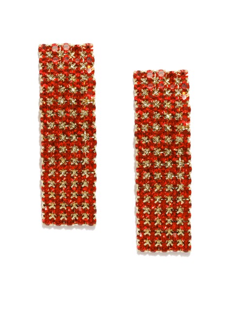 

justpeachy Red & Gold-Toned Geometric Drop Earrings