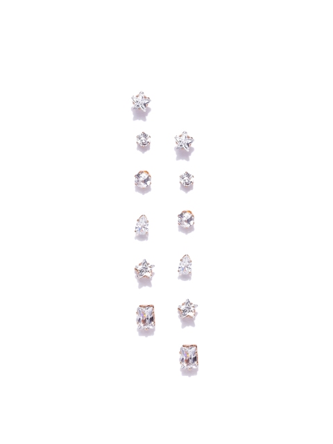 

justpeachy Set of 6 Gold-Plated Stone-Studded Studs