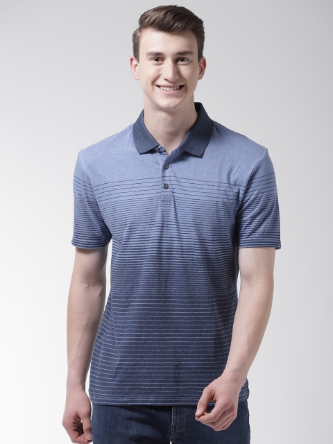 

Marks & Spencer Men Blue Striped Polo Collar T-shirt