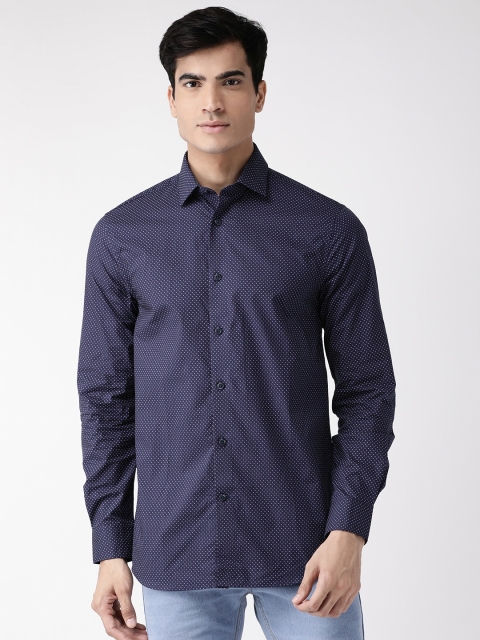 

Marks & Spencer Men Navy Blue & Off-White Slim Fit Printed Casual Shirt