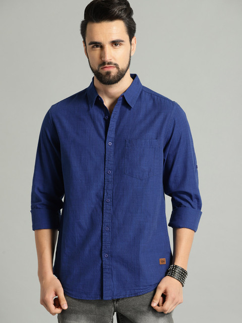 

Roadster Men Blue Regular Fit Solid Casual Shirt