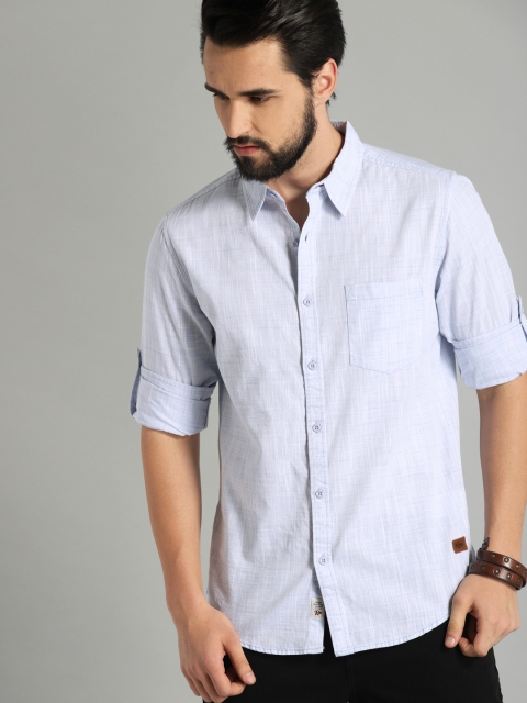 

Roadster Men Blue Regular Fit Self Design Casual Shirt