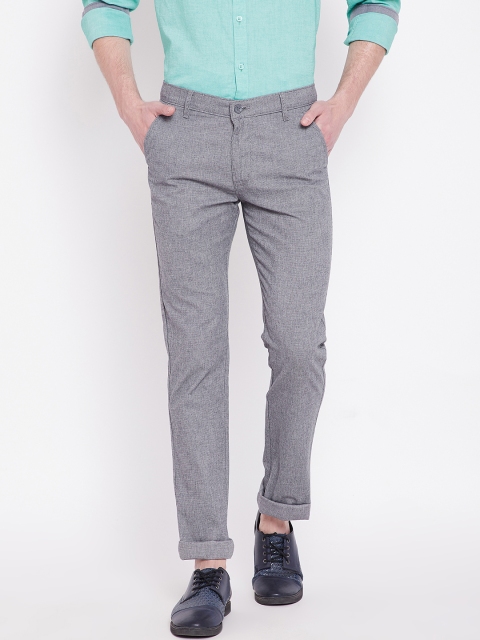 

Duke Men Grey Slim Fit Self Design Chinos