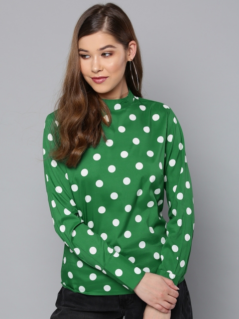 

Harpa Women Green & White Printed Top