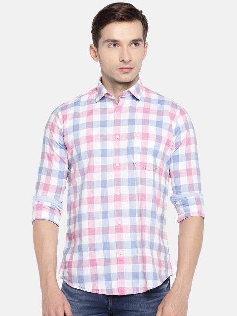 

Easies Men Pink & Blue Slim Fit Solid Casual Shirt