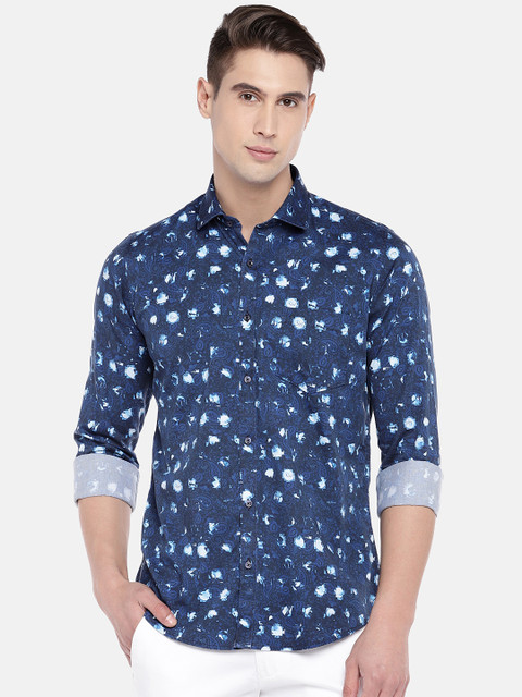 

Easies Men Navy Blue Slim Fit Printed Casual Shirt
