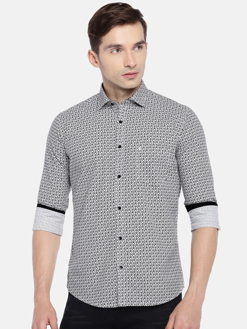 

Easies Men White & Black Slim Fit Printed Casual Shirt