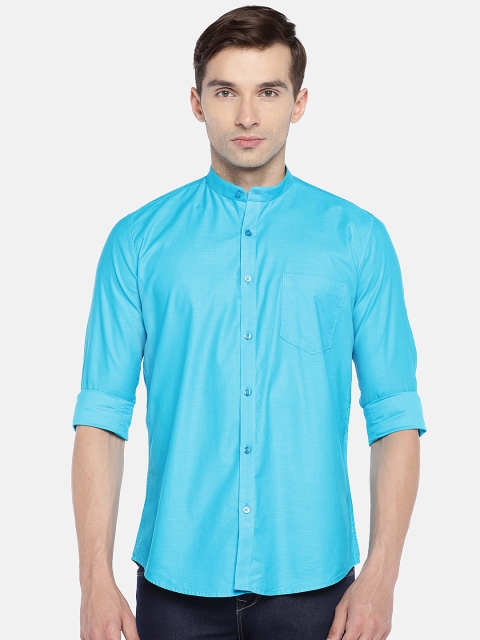 

Easies Men Turquoise Blue Slim Fit Solid Casual Shirt
