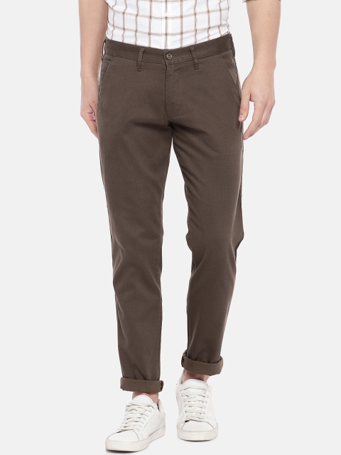 

Easies Men Brown Comfort Slim Fit Printed Regular Trousers