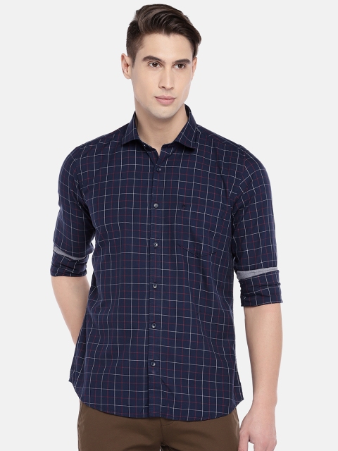 

Easies Men Navy Blue Slim Fit Checked Casual Shirt