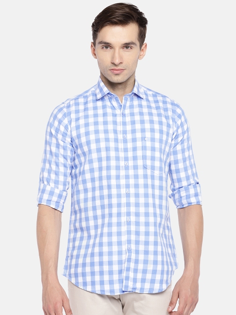 

Easies Men Blue & Off-White Slim Fit Checked Casual Shirt