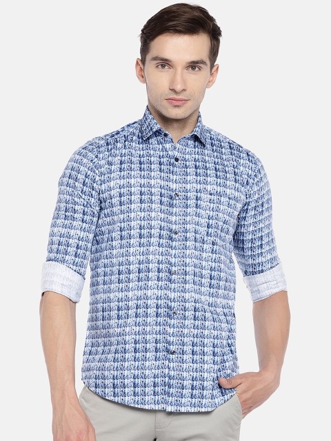 

Easies Men Navy Blue Slim Fit Printed Casual Shirt