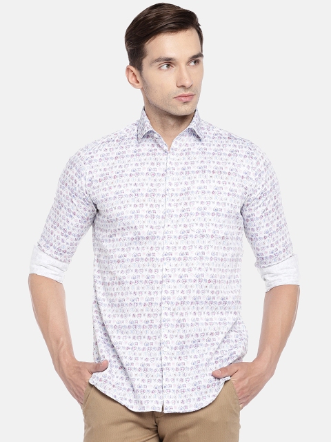 

Easies Men White Slim Fit Printed Casual Shirt