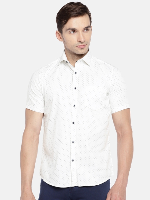 

Easies Men Off-White Slim Fit Printed Casual Shirt