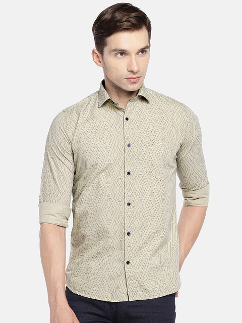 

Easies Men Khaki Slim Fit Printed Casual Shirt