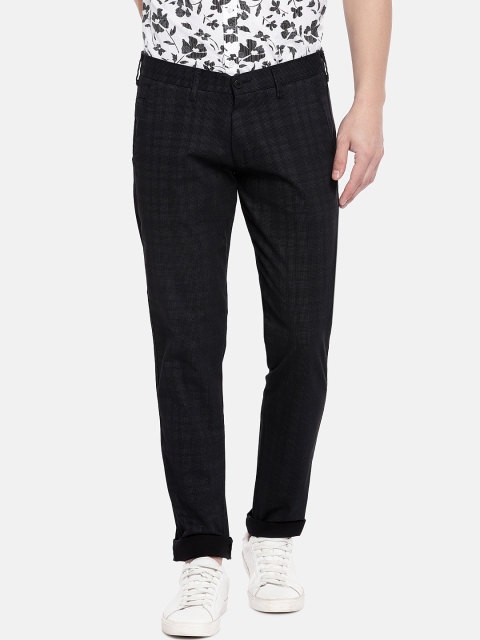 

Easies Men Black Comfort Slim Fit Self Design Regular Trousers
