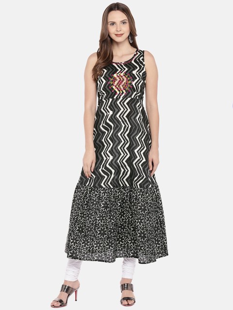 

Globus Women Black Printed Anarkali Kurta
