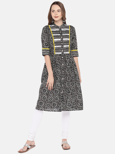 

Globus Women Black Printed Anarkali Kurta
